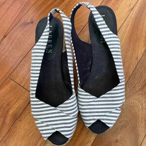 Lauren Ralph Lauren Blue and White Wedges